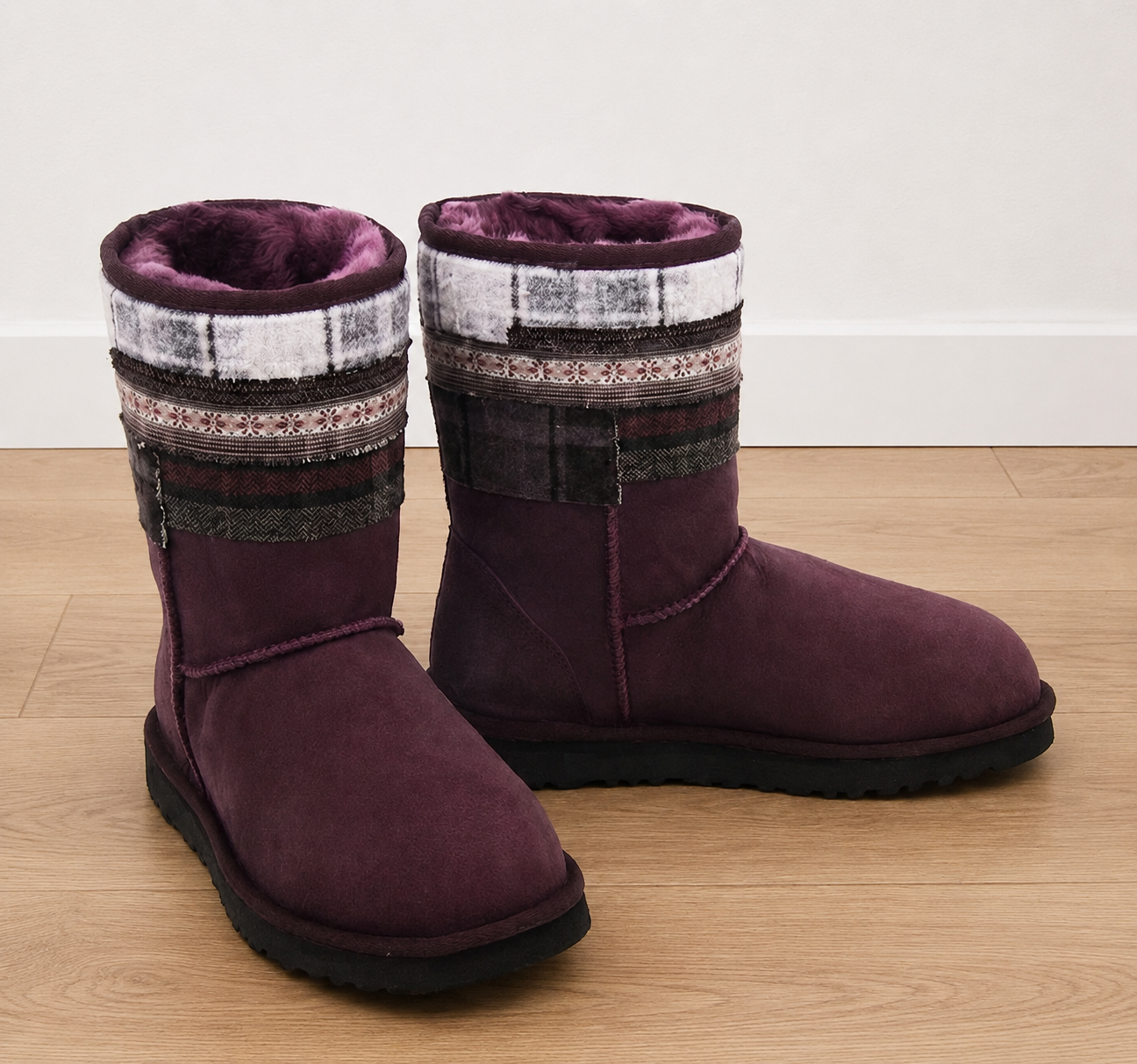 Flannel Boots (Plum)